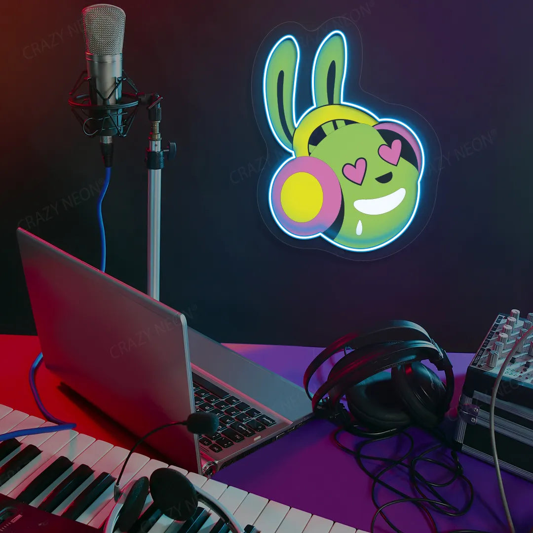 DJ Bunny Neon Artwork | Iceblue