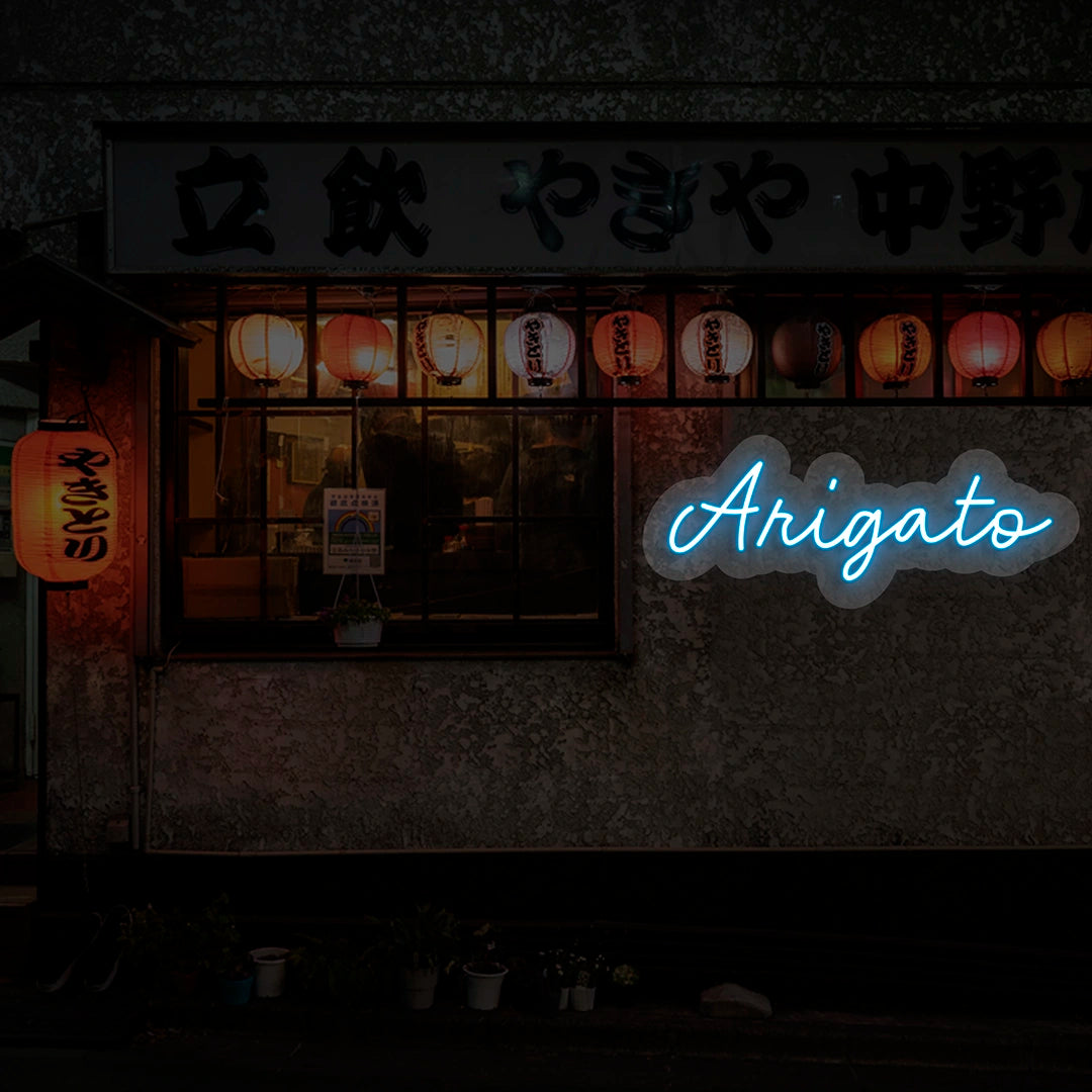 Arigato Neon Sign | Iceblue