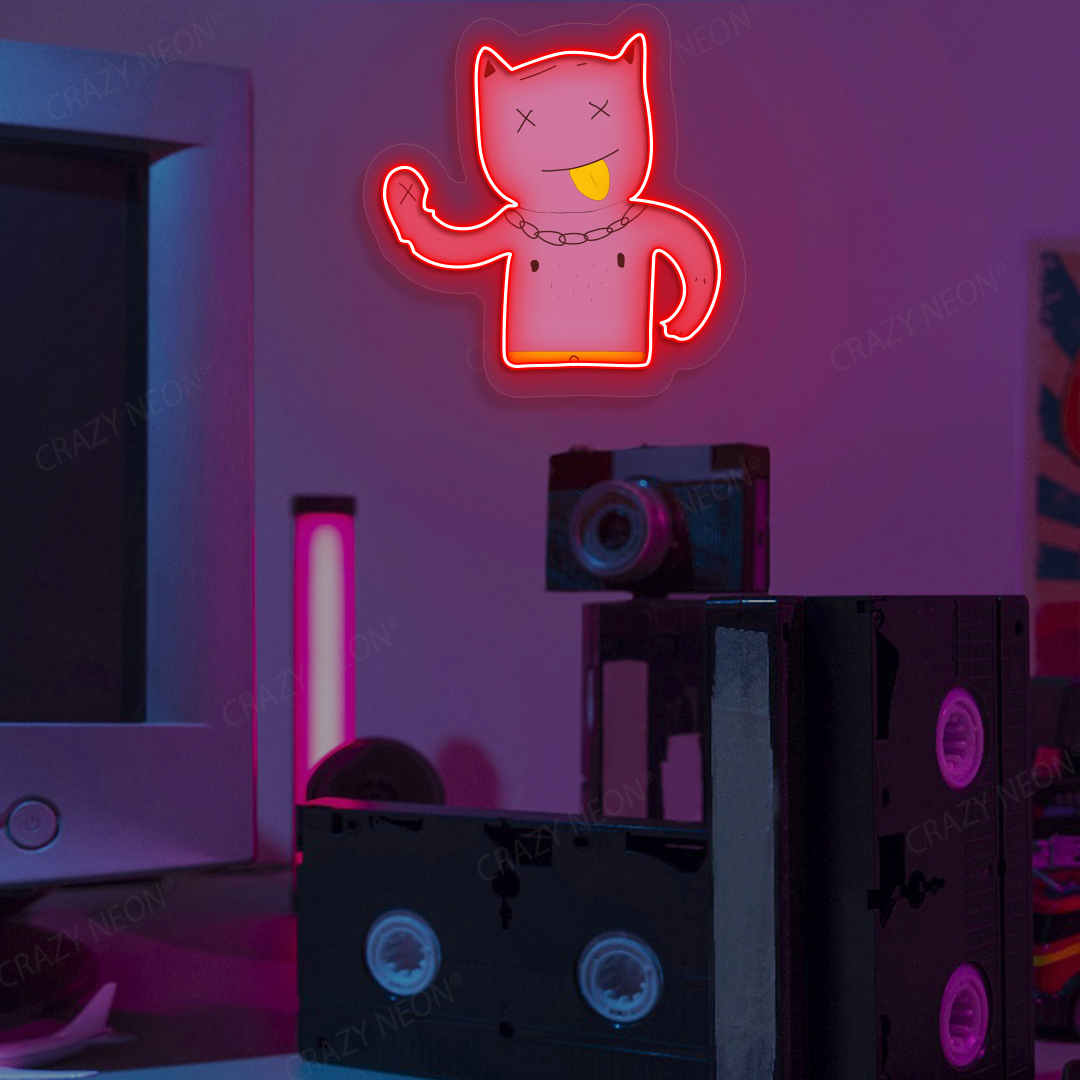 Zone Out Kitty Neon Artwork | Red
