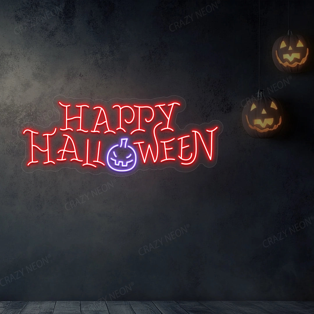 Happy Halloween Neon Led Sign | Purple