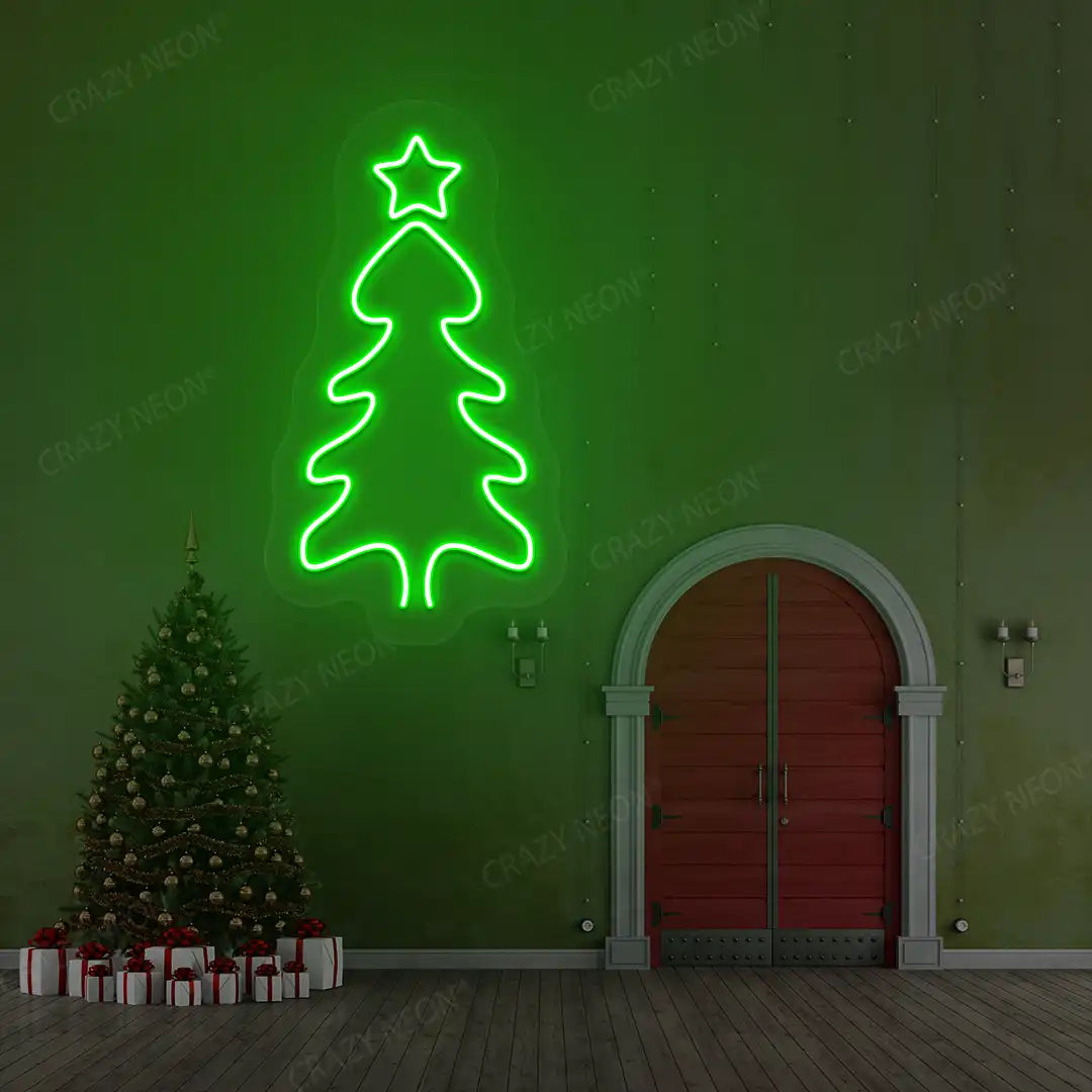 Festive Winter Tree Neon Sign | Green