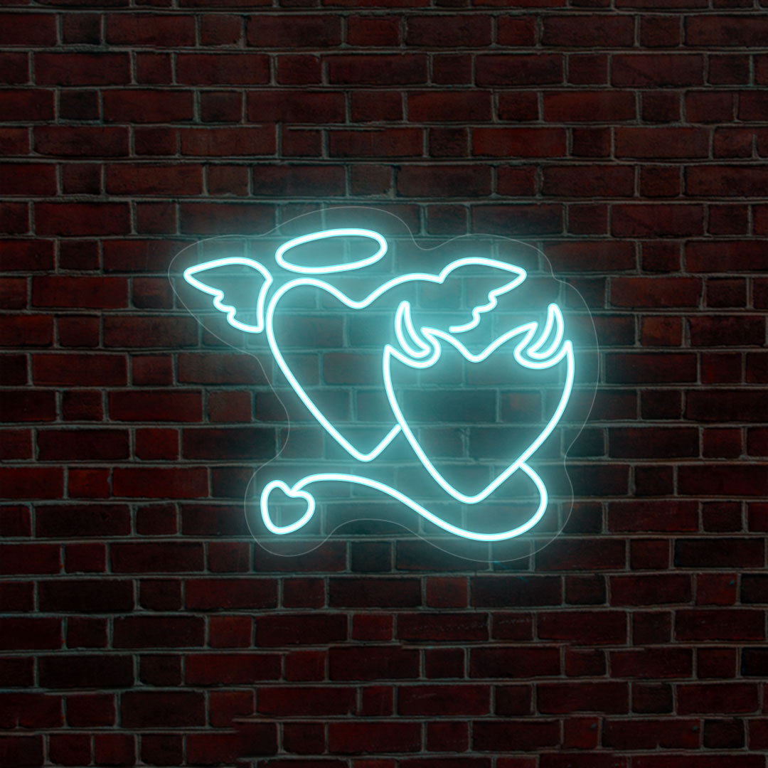 Angel And Devil Heart Neon Sign | Iceblue