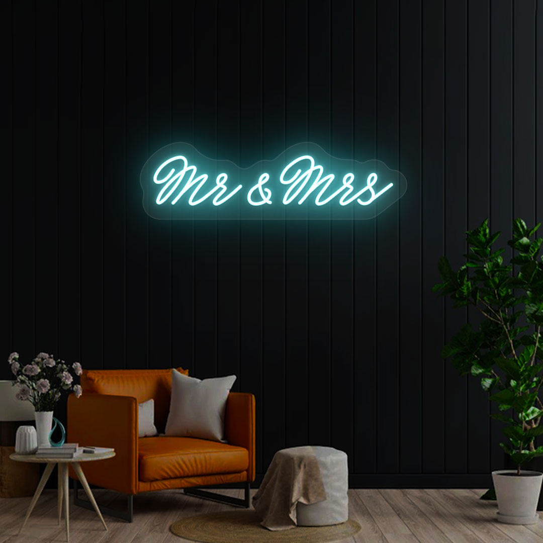Mr & Mrs Neon Sign | Ice Blue
