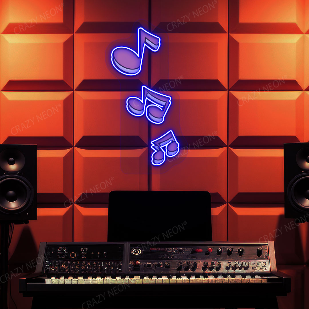 Musical Notes Neon Artwork | Blue