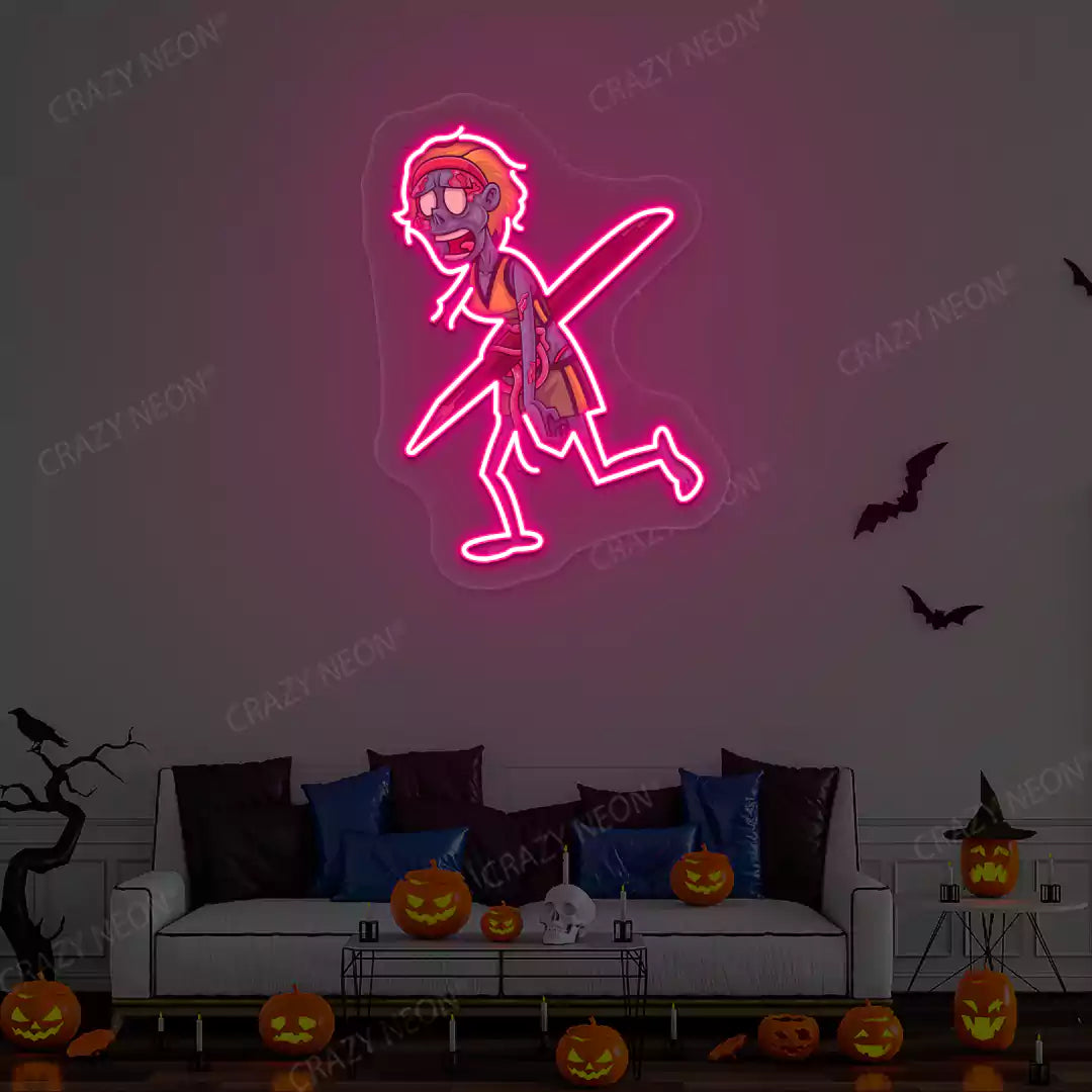 Impaled Zombie Neon Artwork | Pink