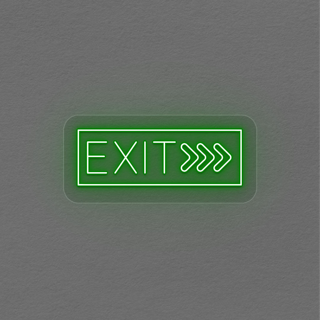 Exit With Arrow Neon Sign | Green