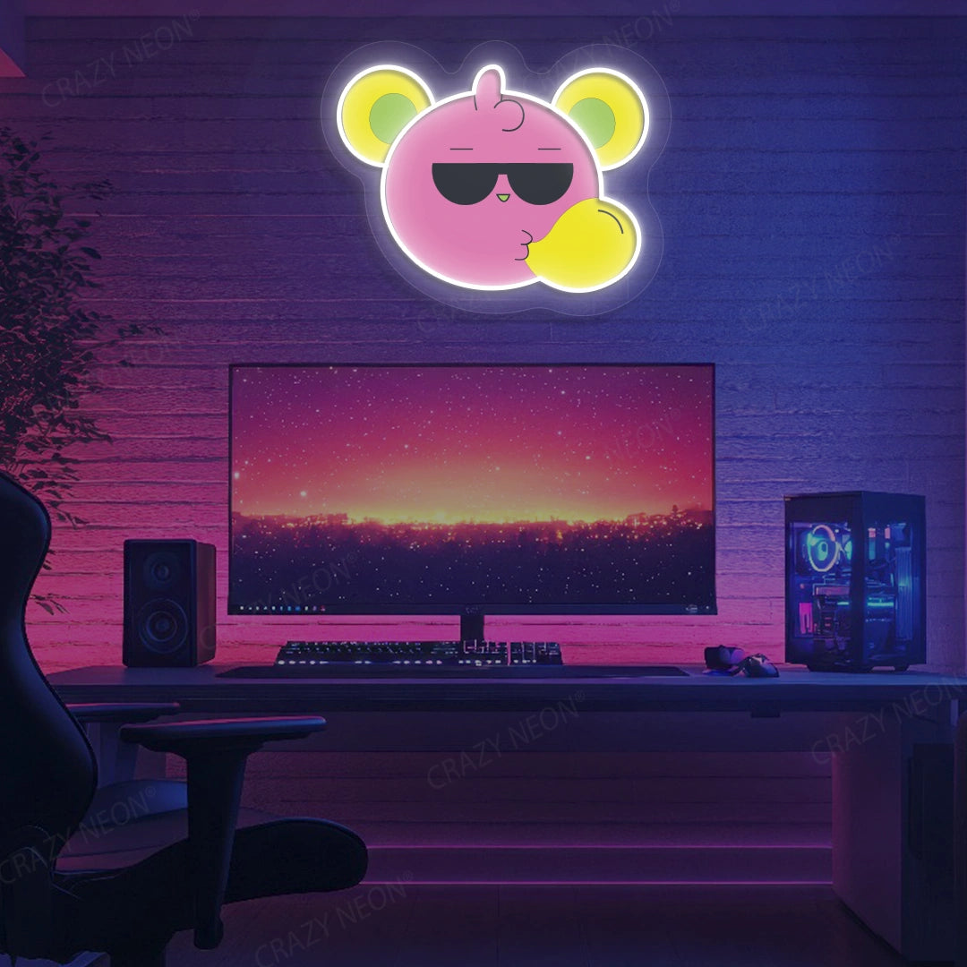 Slay Bear Neon Artwork | warmwhite