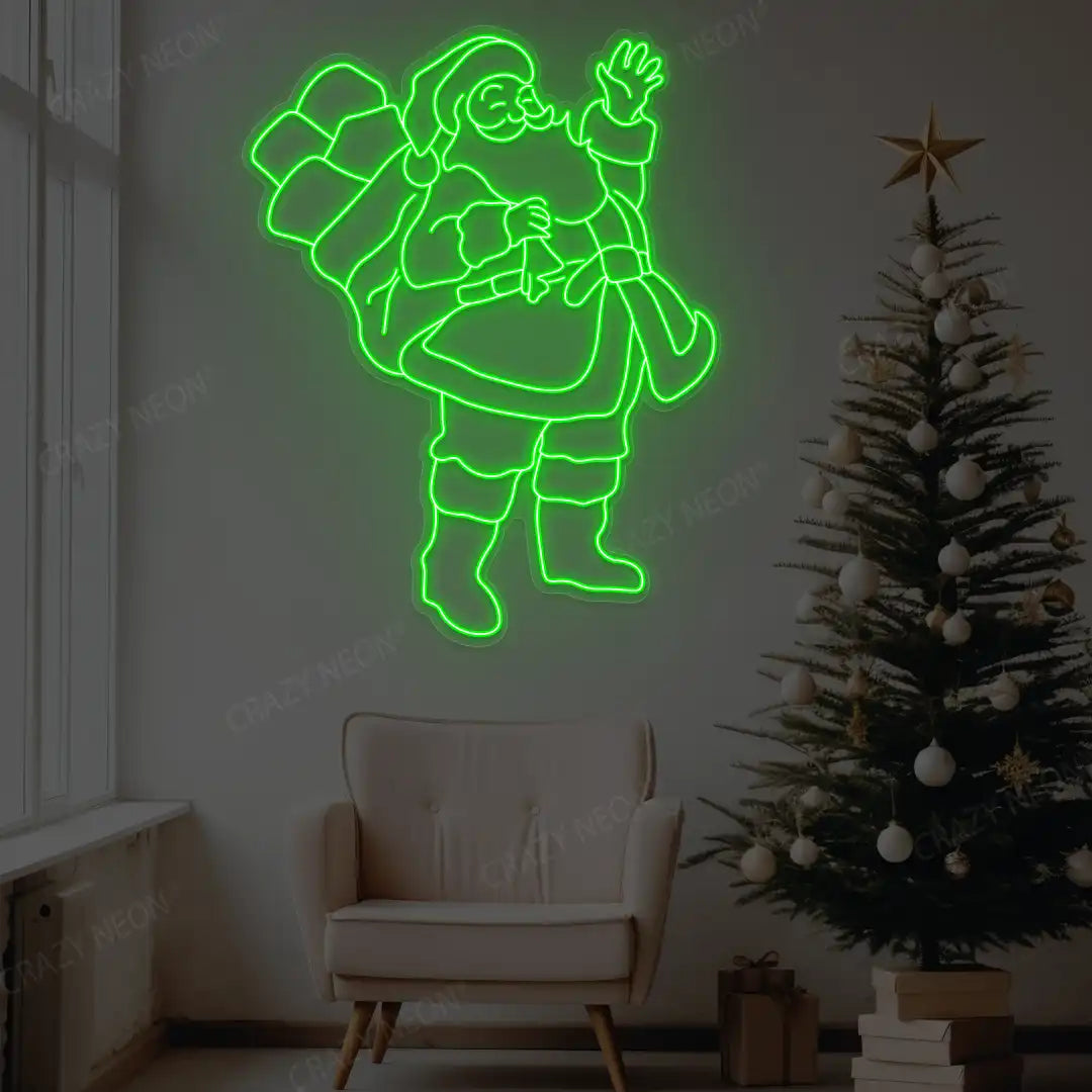 Waving Santa Neon Sign | Green