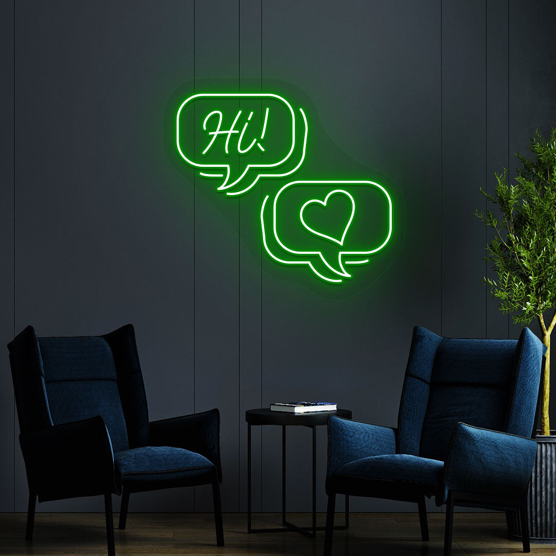 Hi Text Message Neon Sign | Green