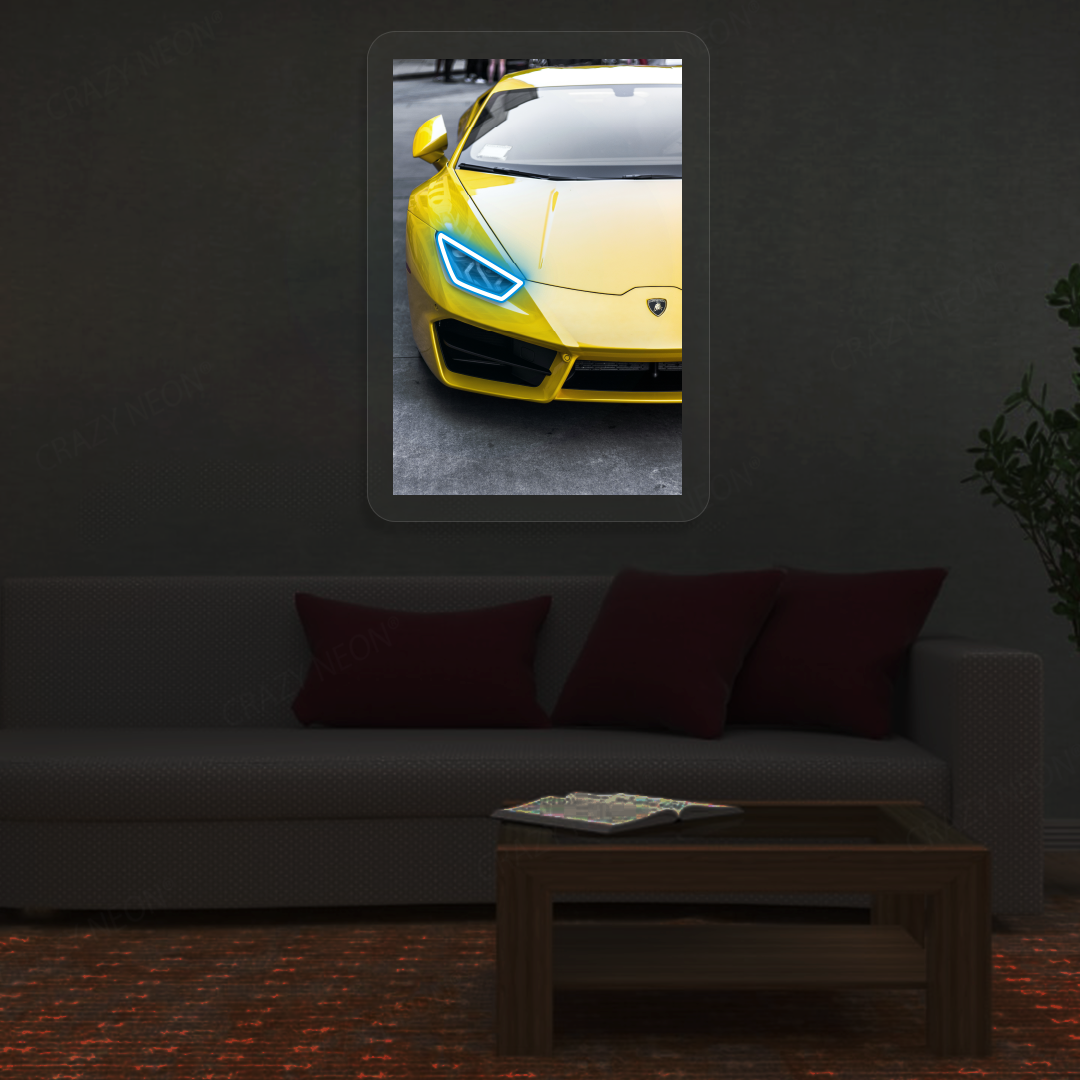 Lambo Huracán Headlight Neon Artwork | Iceblue