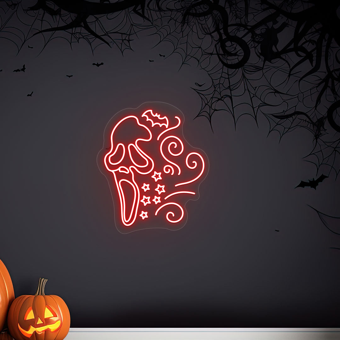 Scary Ghost Face Neon Sign | Red