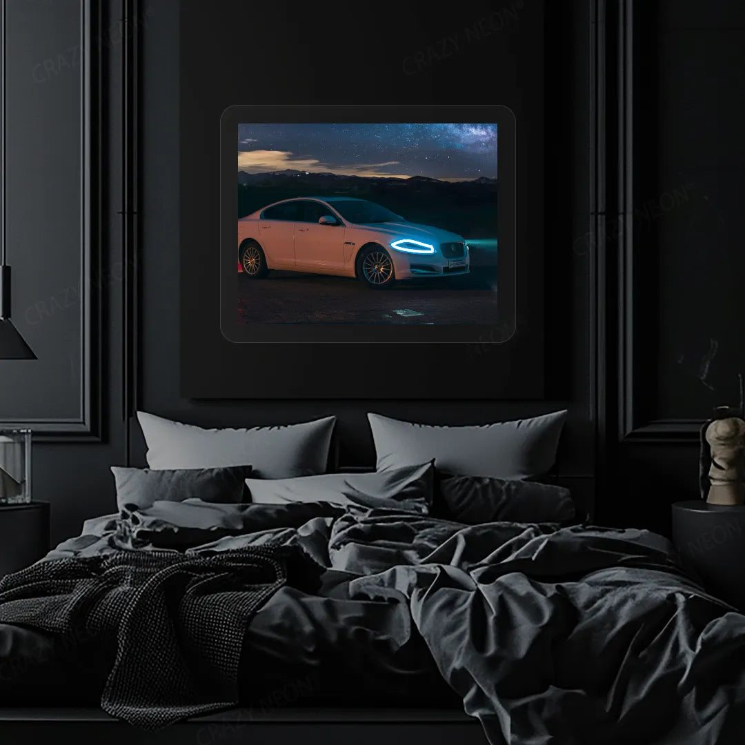 XJ luxury Car Neon Artwork | Iceblue