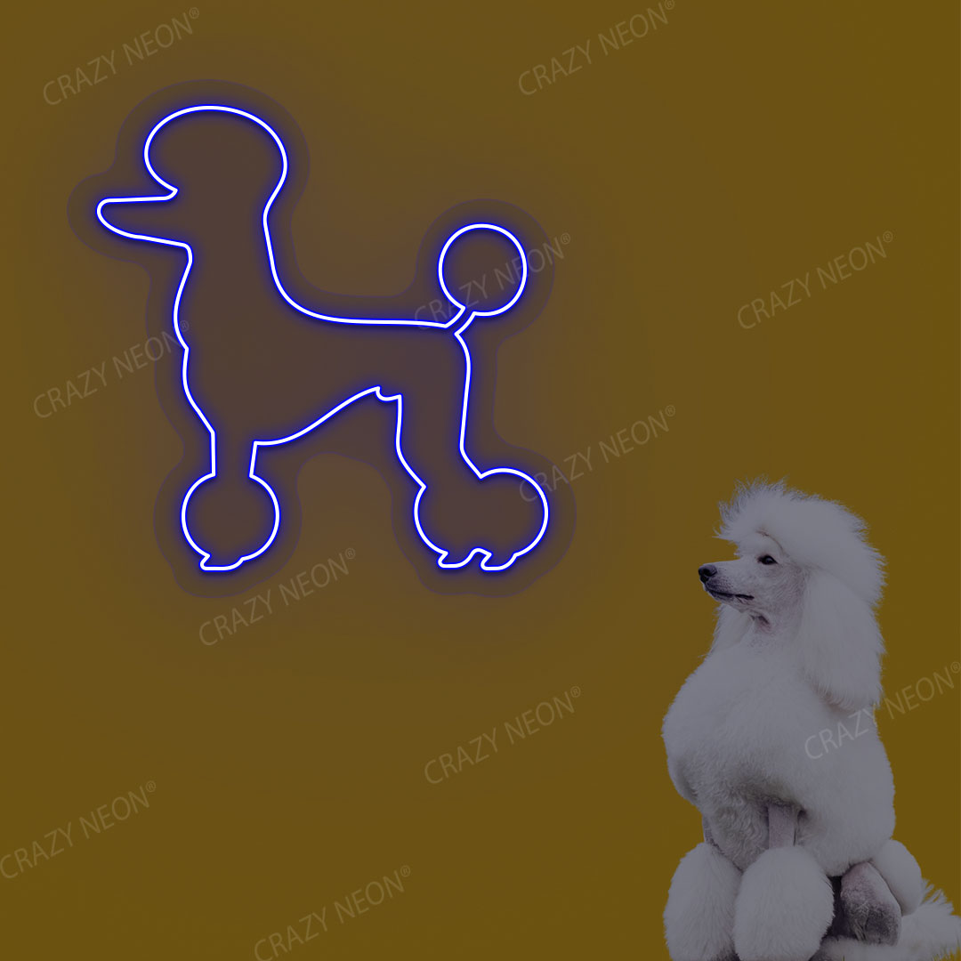 White Poodle Dog Neon Sign | Blue