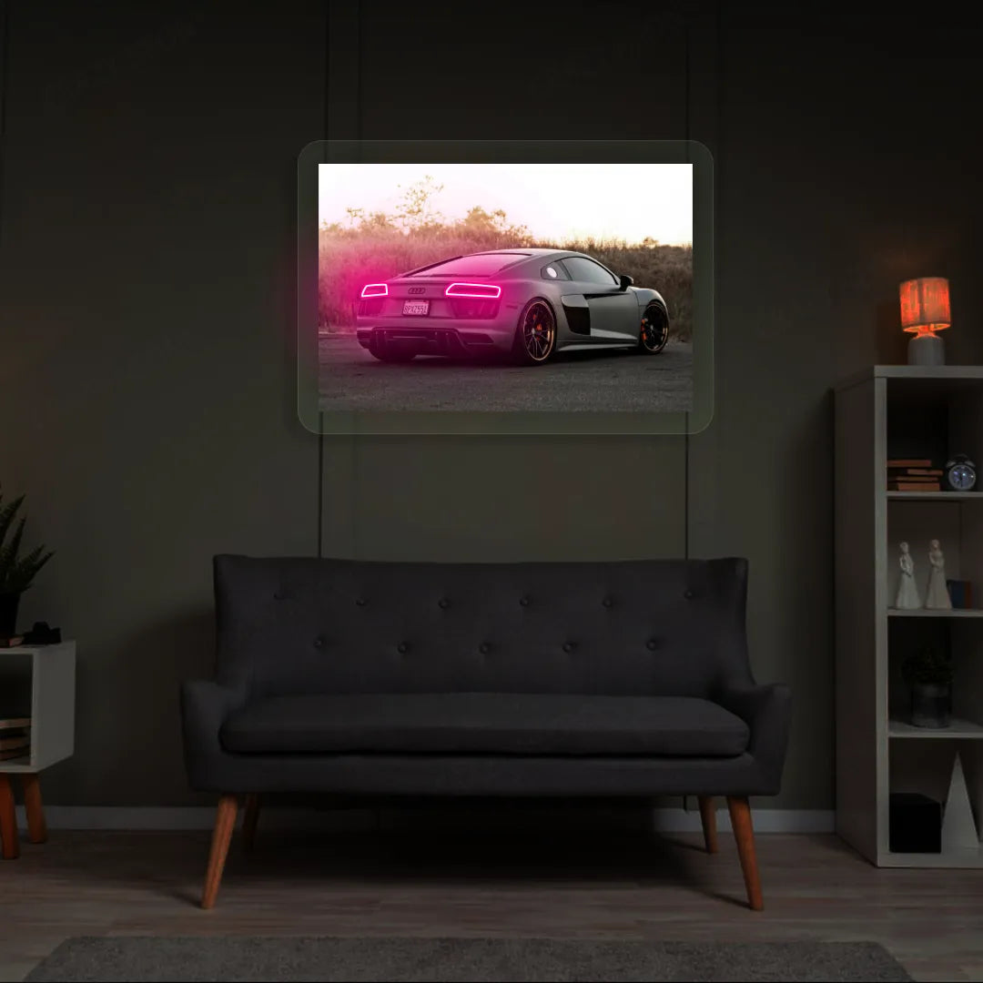 Grey R8 Backlight Neon Artwork | Pink