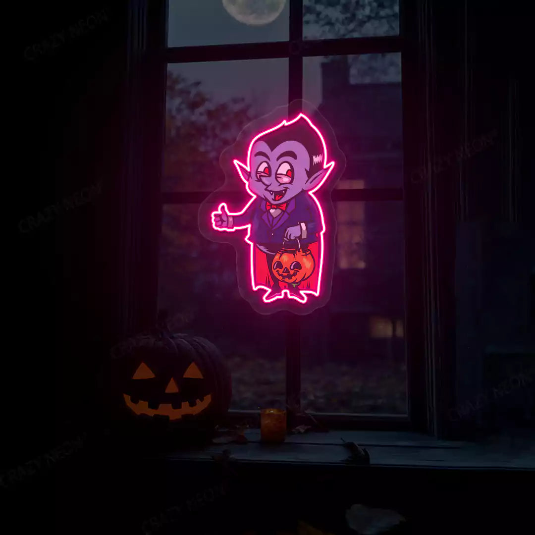 Trick-or-Treat Vampire Neon Artwork | Pink