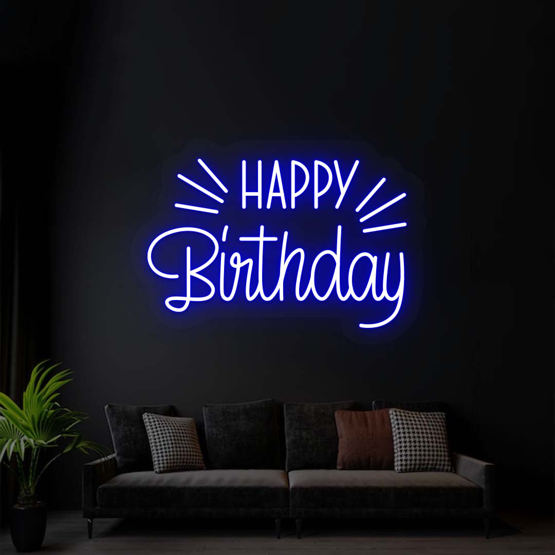 Happy Birthday Neon Sign | Blue
