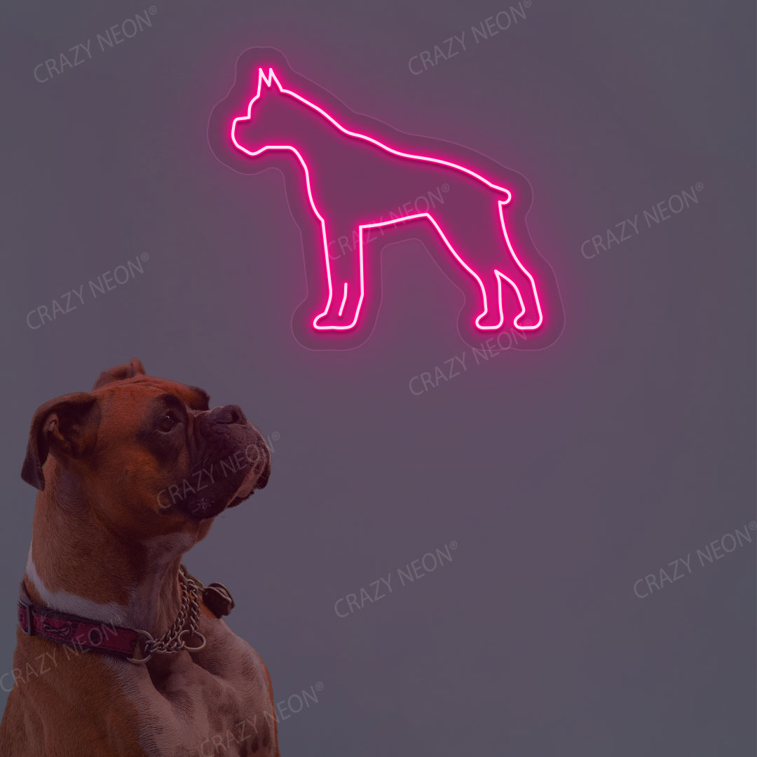 Boxer Dog Neon Sign | Pink