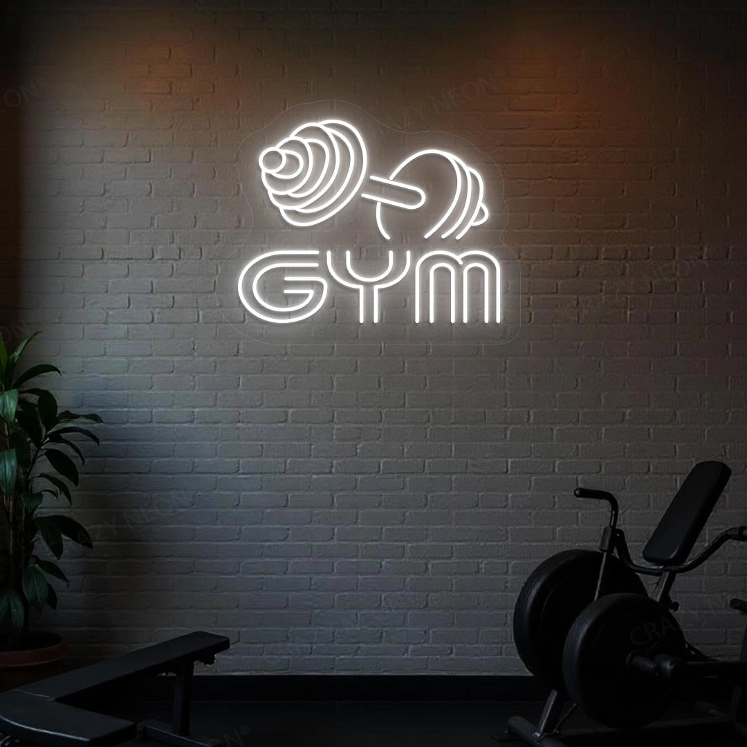 Gym Dumble Neon Sign | White