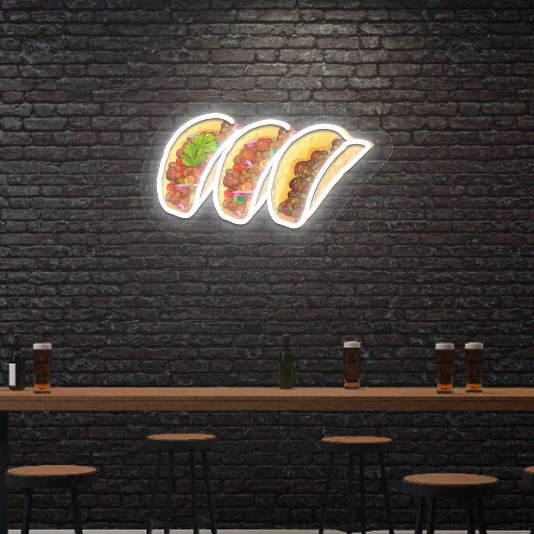 Tacos Neon Sign Artwork | white