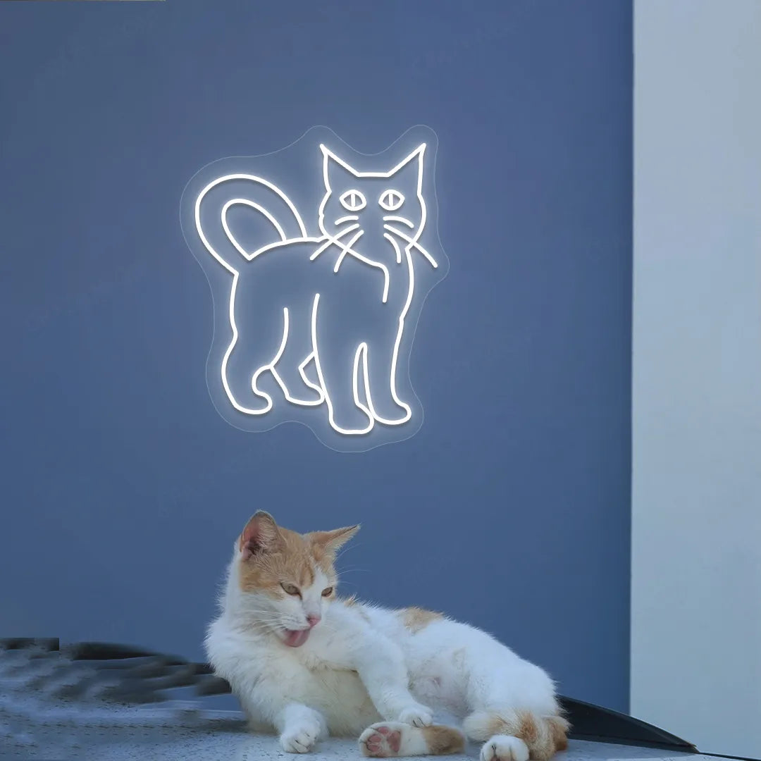 Cat Neon Sign | White