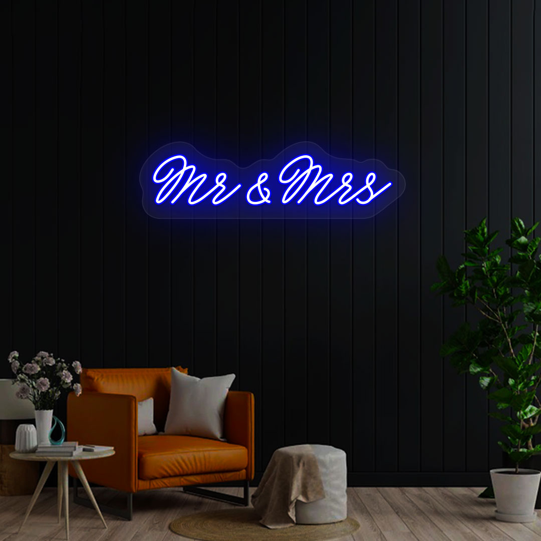 Mr & Mrs Neon Sign | Blue