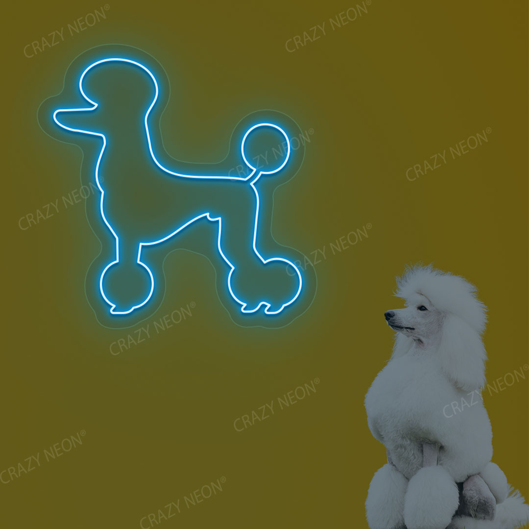 White Poodle Dog Neon Sign | Iceblue
