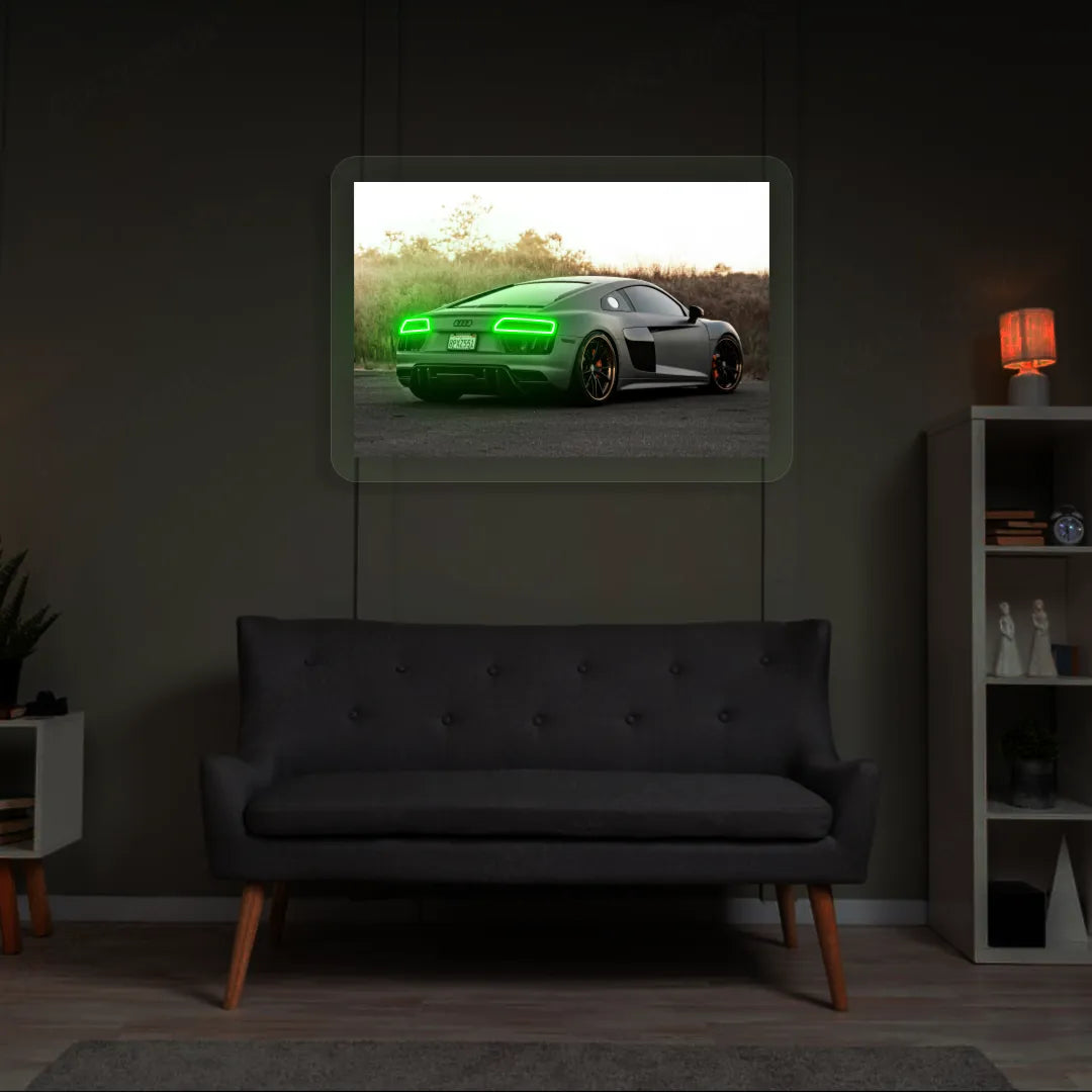Grey R8 Backlight Neon Artwork | Green