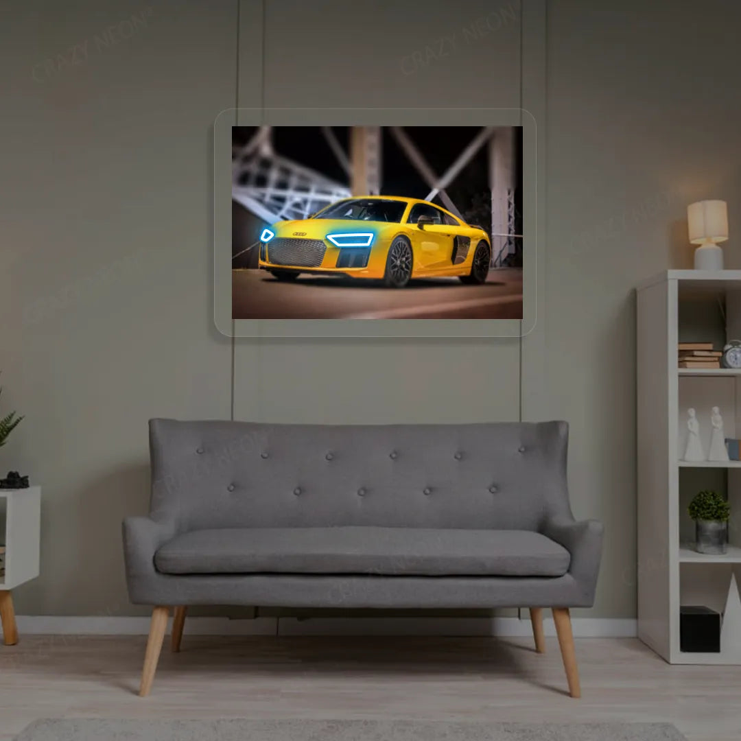 Yellow R8 Headlight Neon Artwork | Iceblue