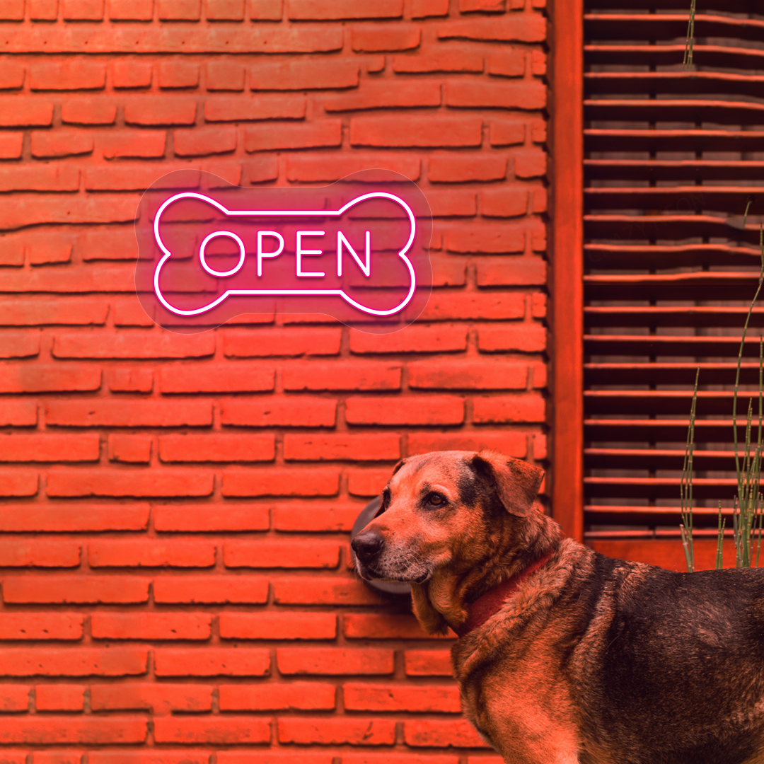 Open Bone Pet Shop Neon Sign | Pink