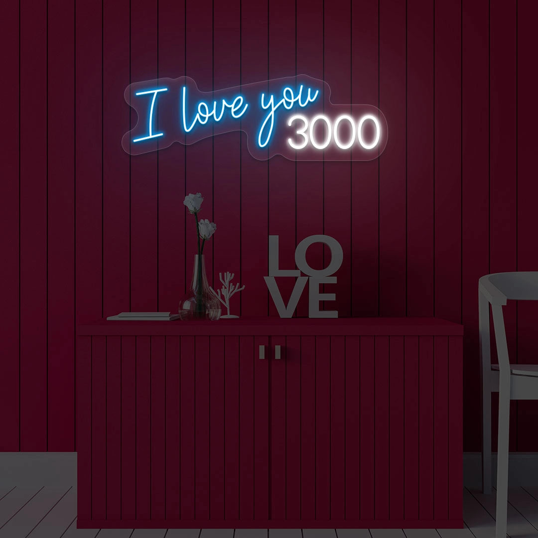 I Love You 3000 Neon Sign | Ice Blue