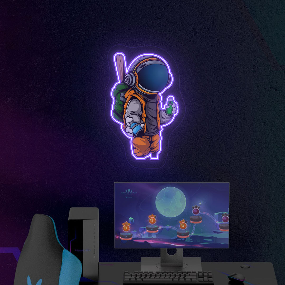 Cool Astronaut Neon Artwork | Purple