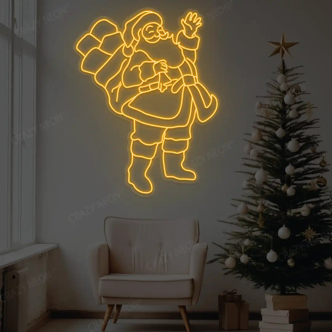 Waving Santa Neon Sign | Orange