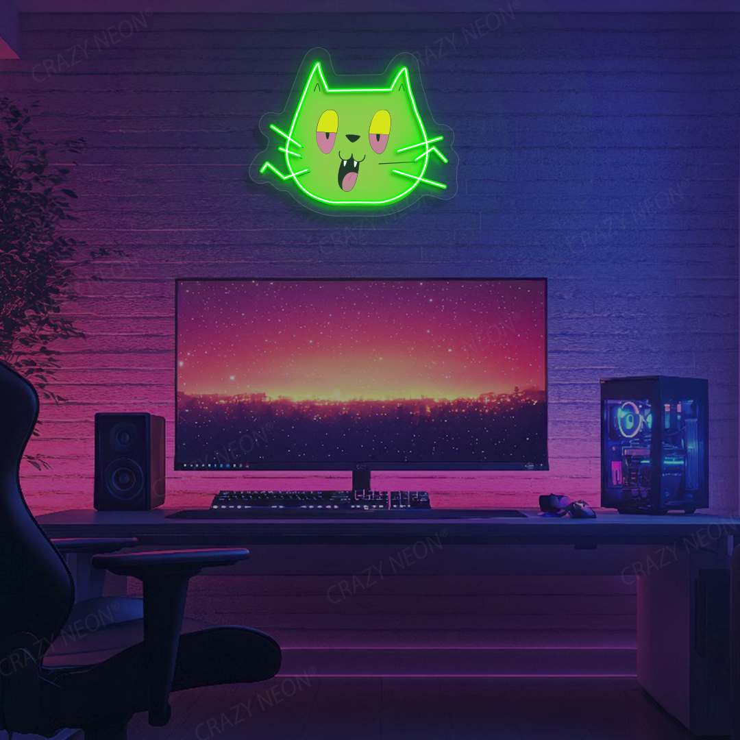 Blunt Cat Neon Artwork | Green