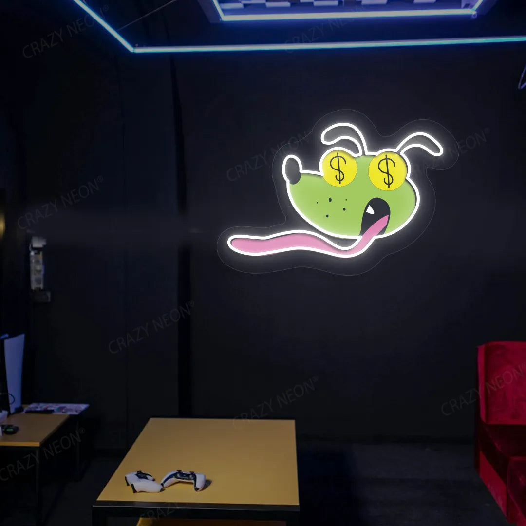 Money Hound Neon Artwork | White