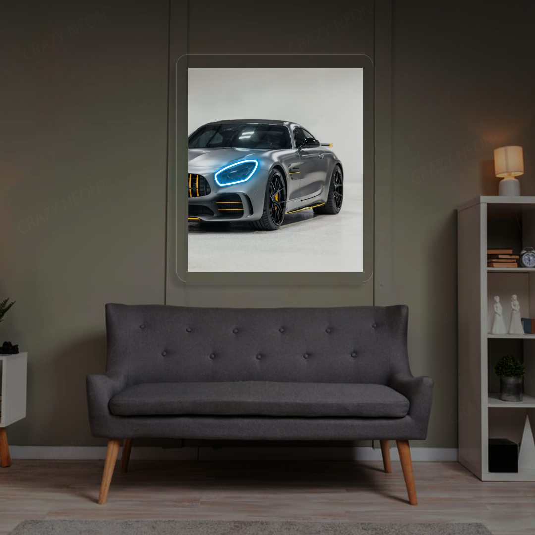 AMG GT Headlight Neon Artwork | Iceblue