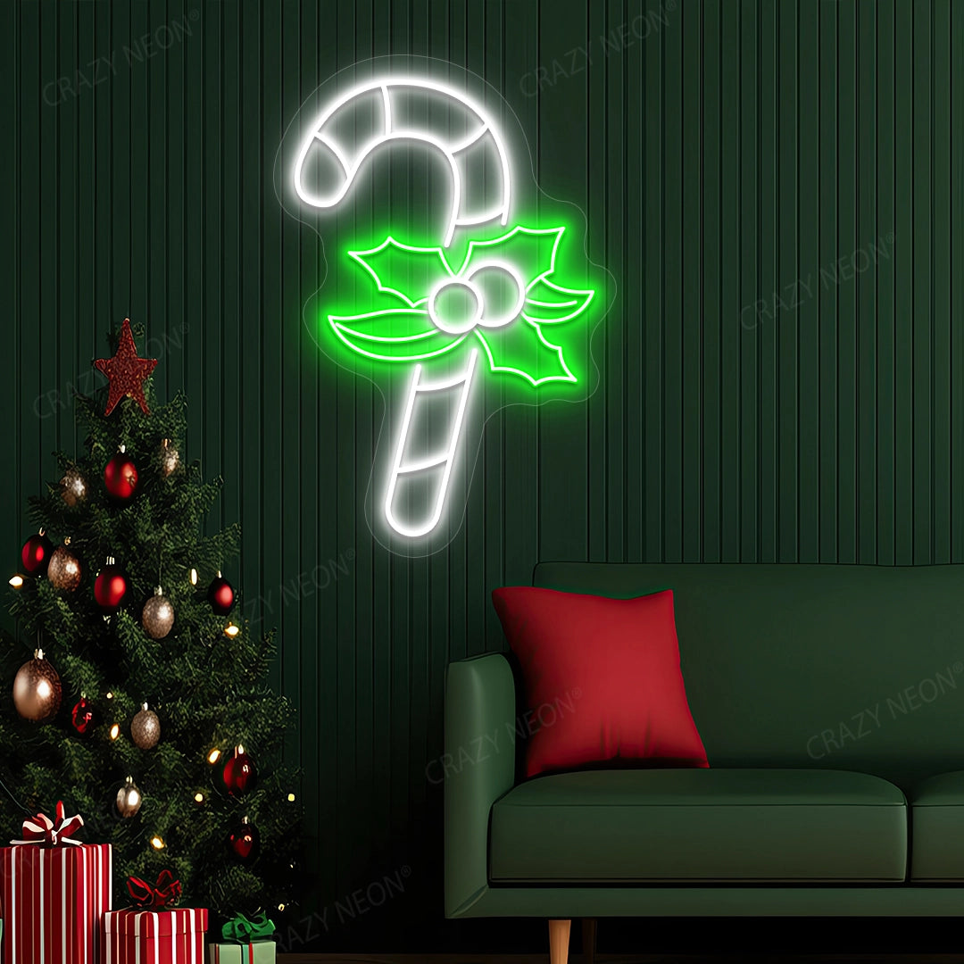 Candy Cane Neon Sign | White