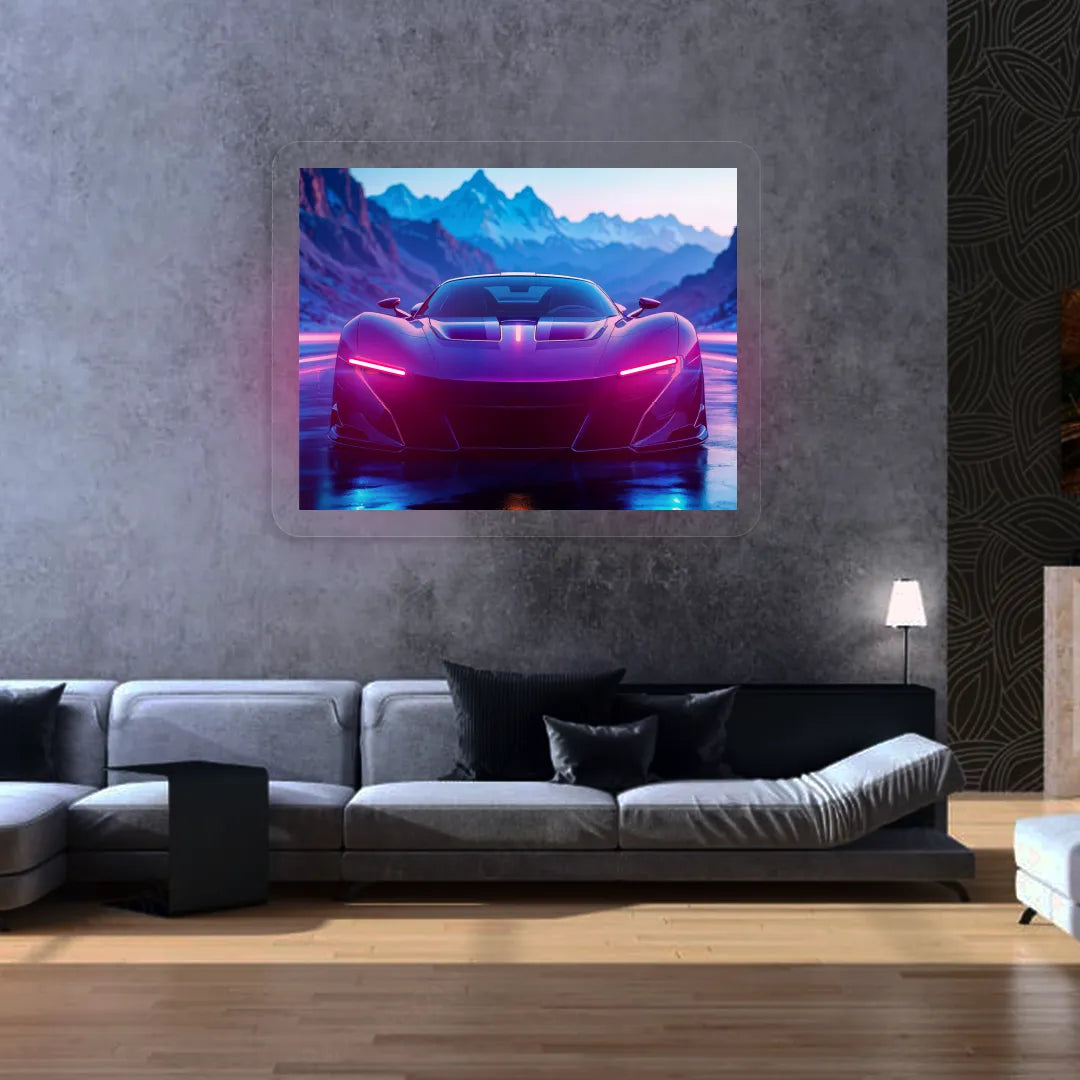 Concept Car Headlight Neon Artwork | Pink