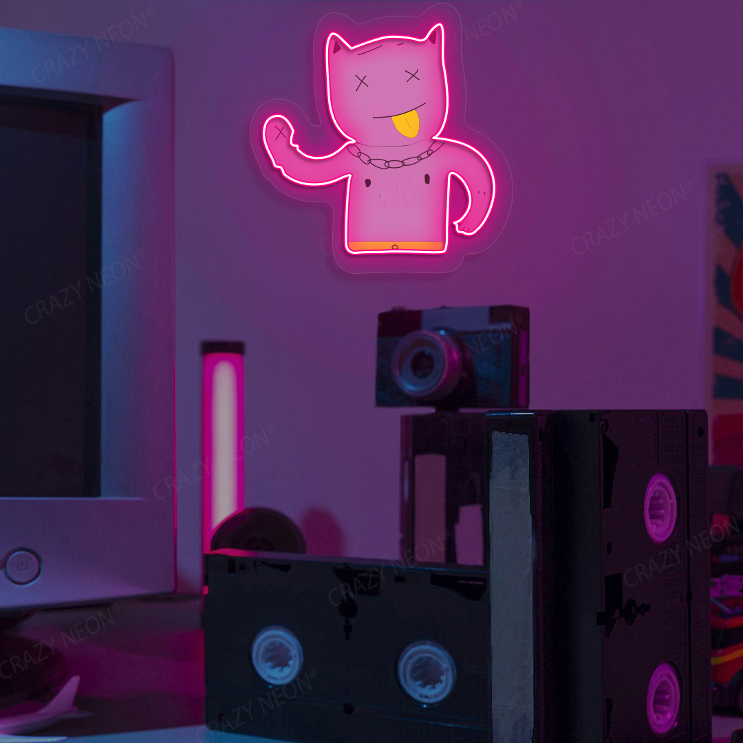 Zone Out Kitty Neon Artwork | Pink