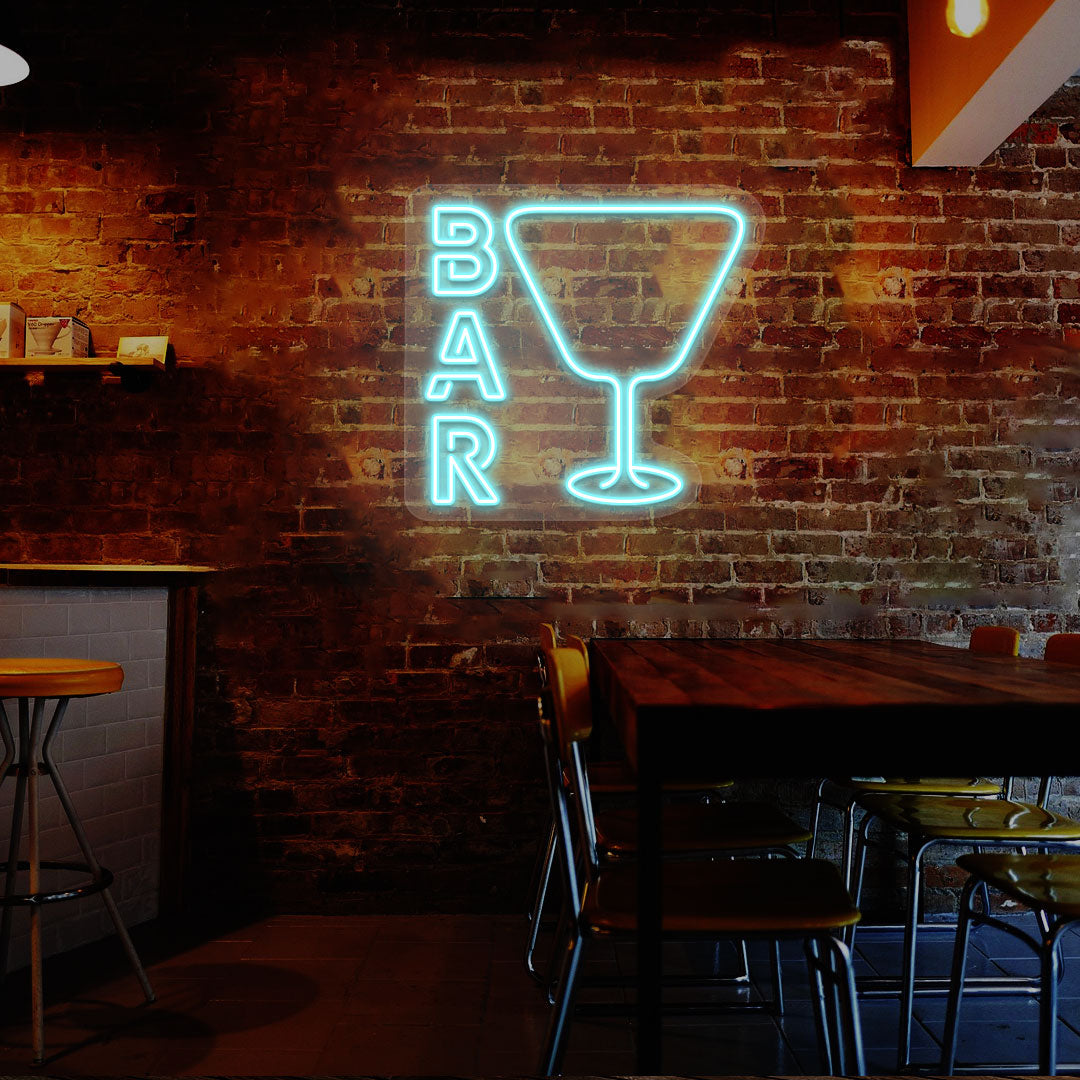 Bar and Glass Neon Sign | Iceblue