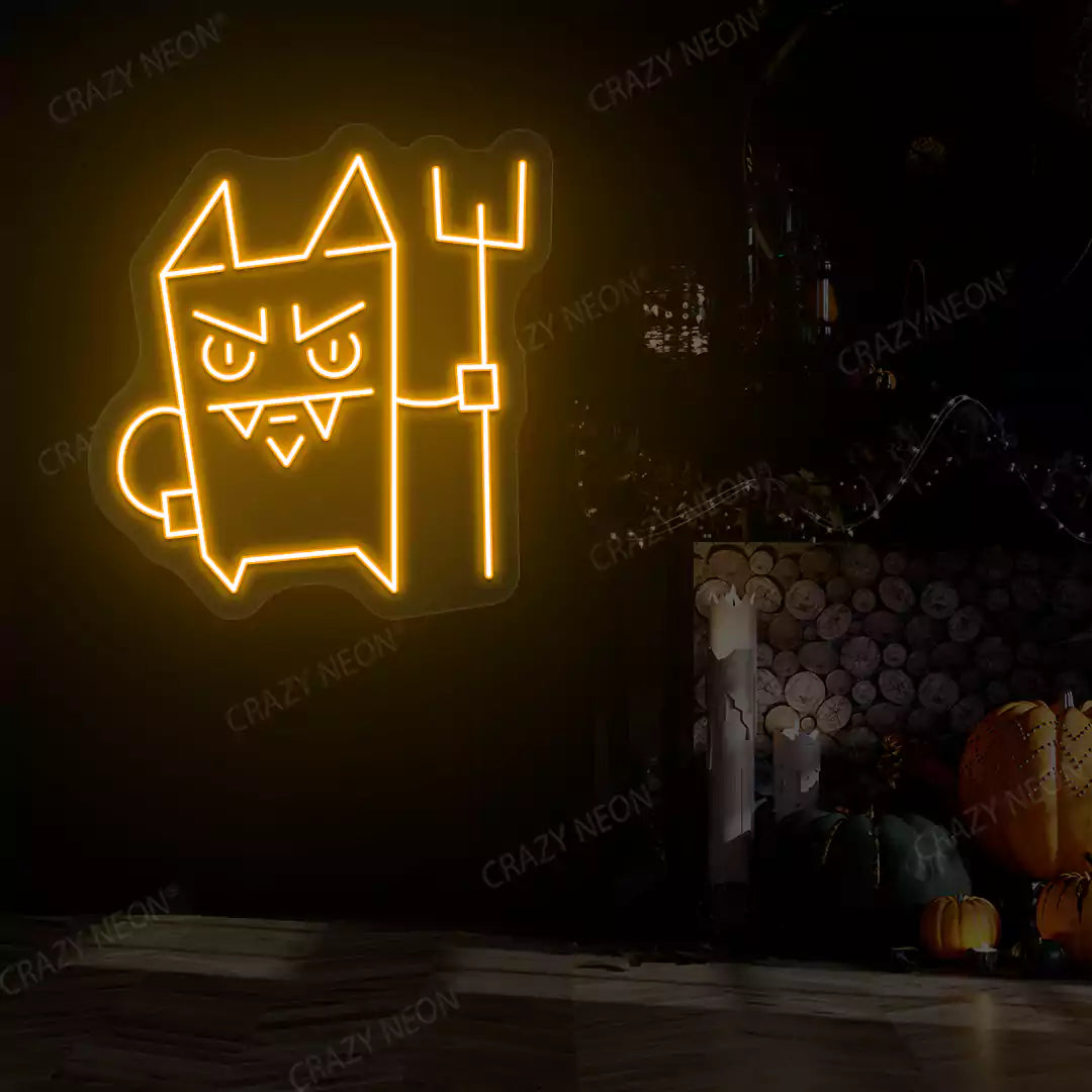 Devil Cat Neon Sign | Orange