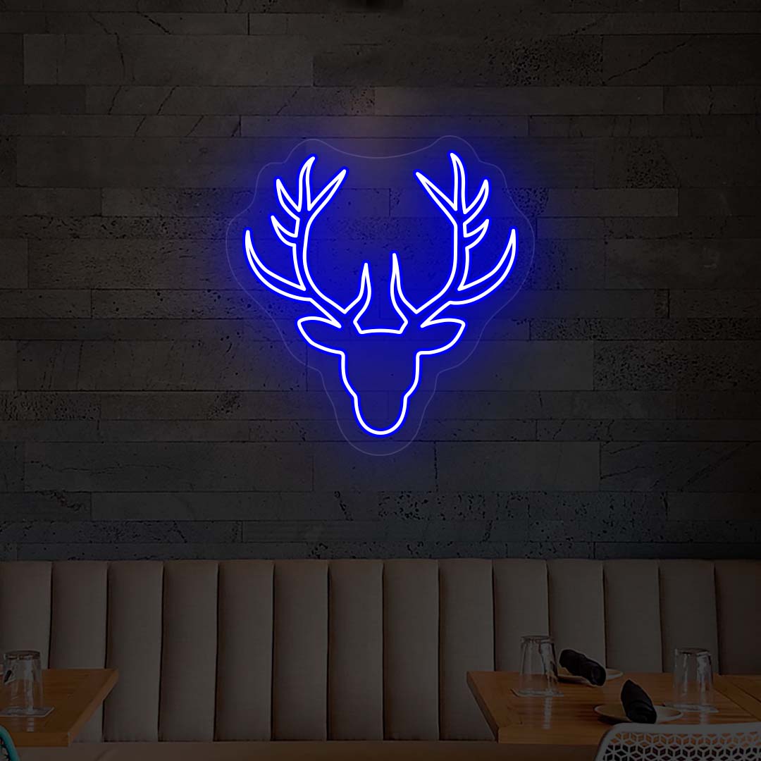 Reindeer Christmas Neon Sign | Blue
