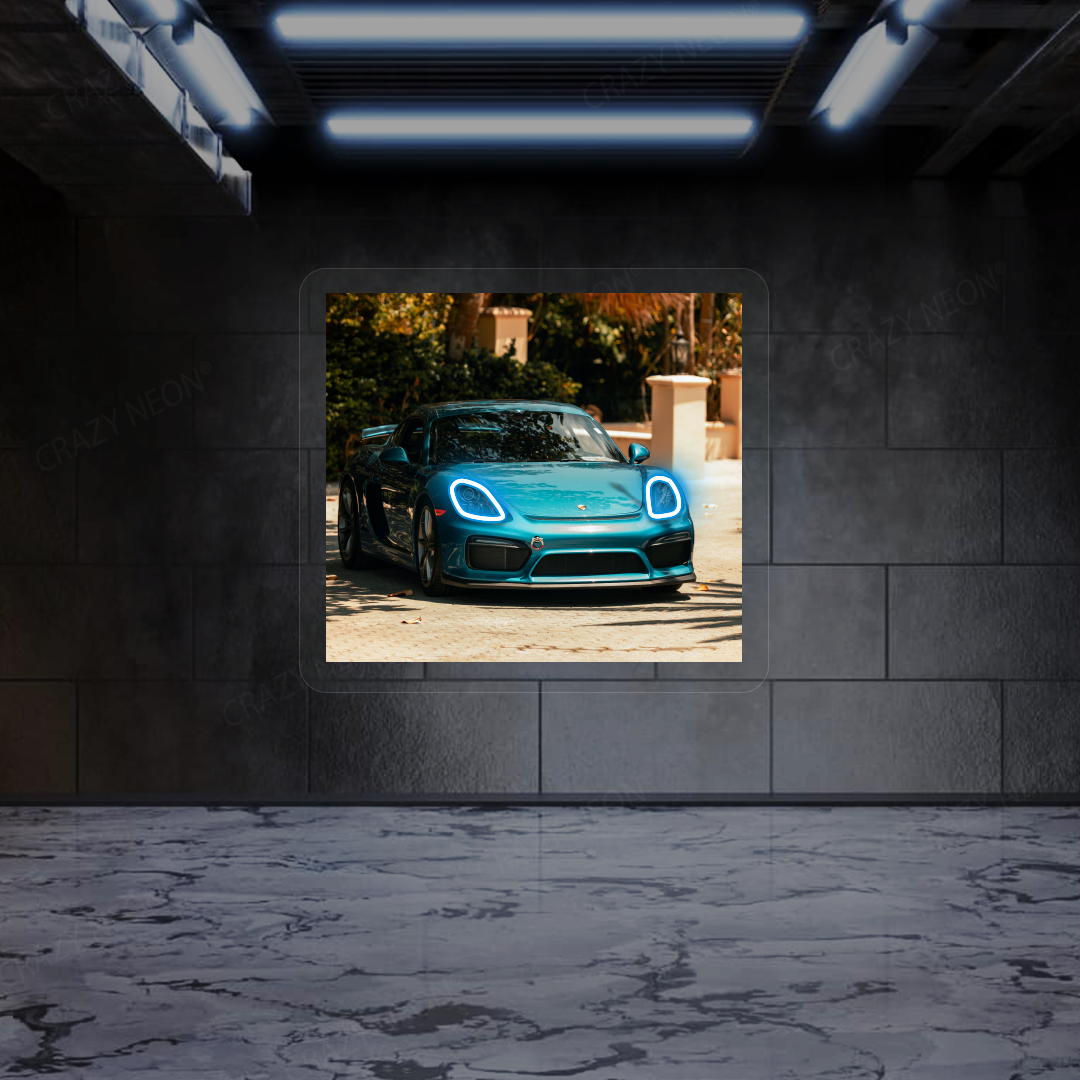 718 Cayman GT4 Neon Artwork | Iceblue