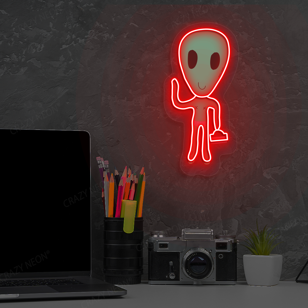 Alien Buddy Neon Artwork | Red