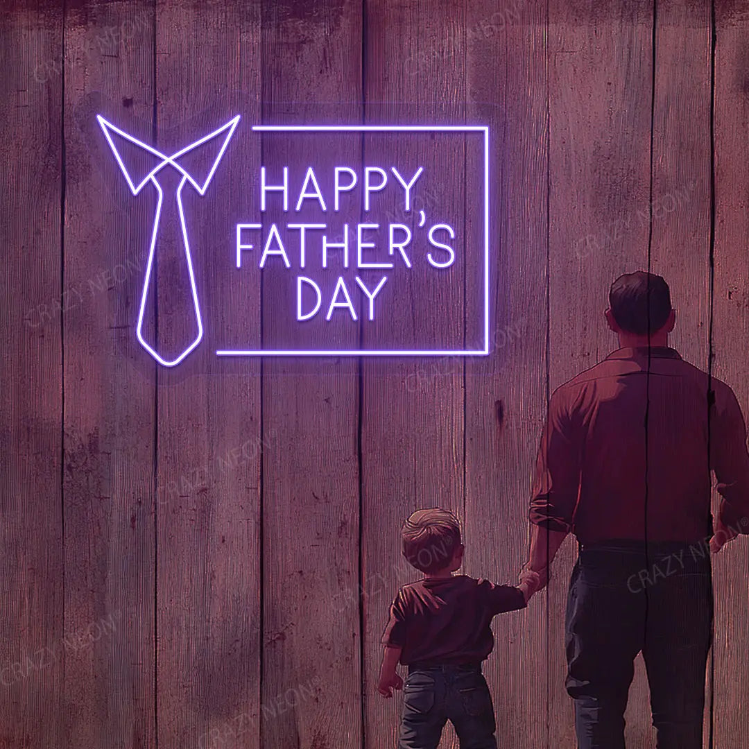 Happy Father's Day With Tie Neon Sign | Purple