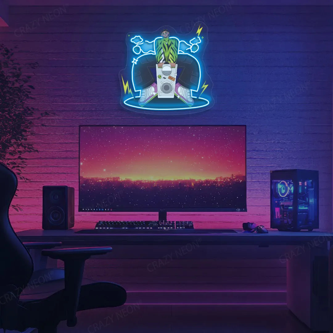 Boombox Vibe Neon Artwork | Iceblue