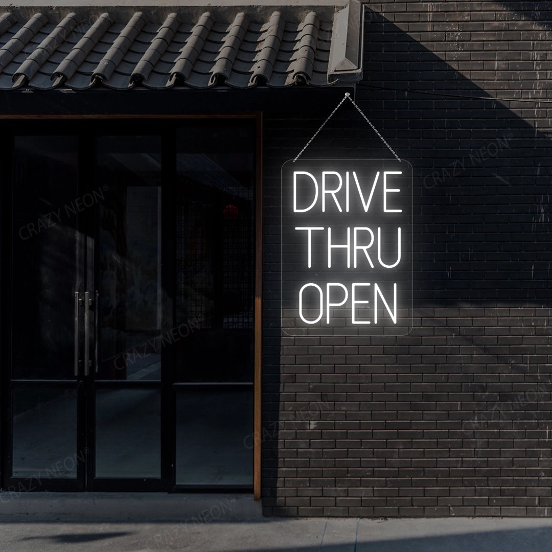 Drive Thru Open Sign | White