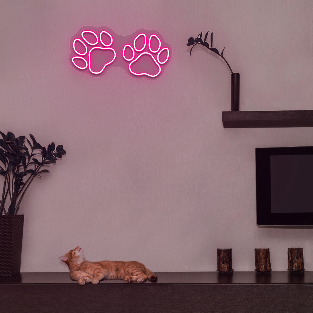 Paw Print Glow Neon Sign | Pink