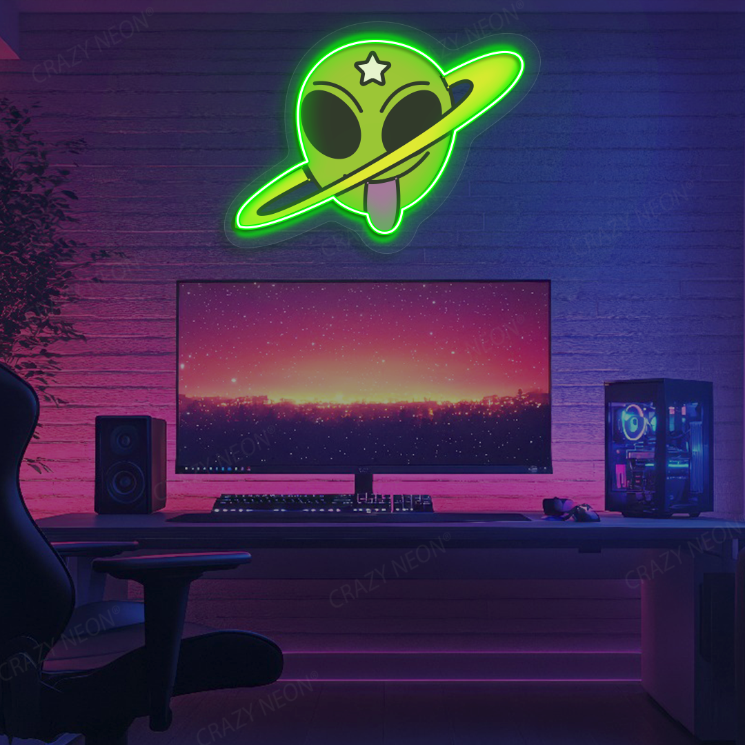 Outta This World Alien Neon Artwork | Green