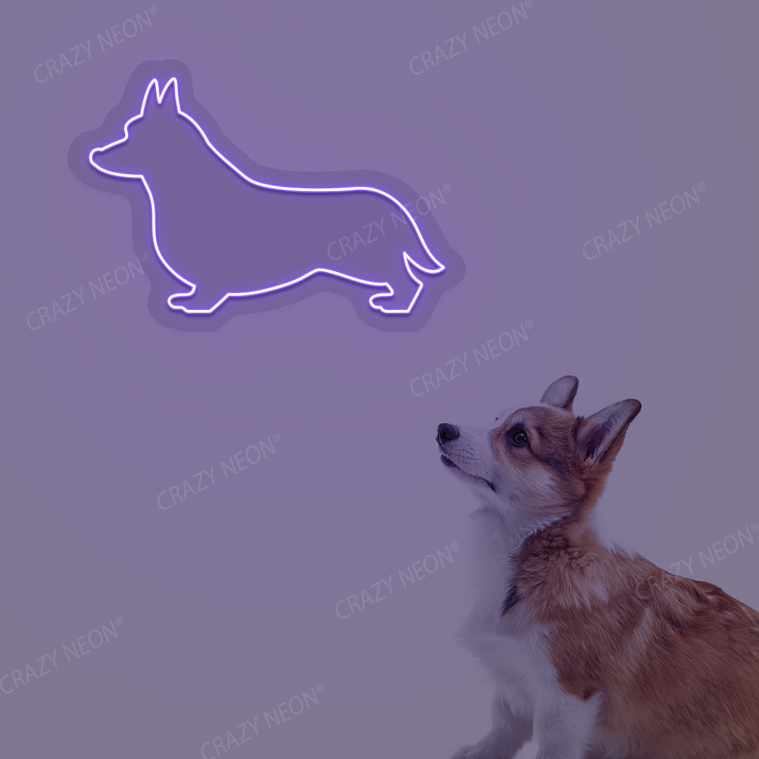 Welsh Corgi Dog Neon Sign | Purple