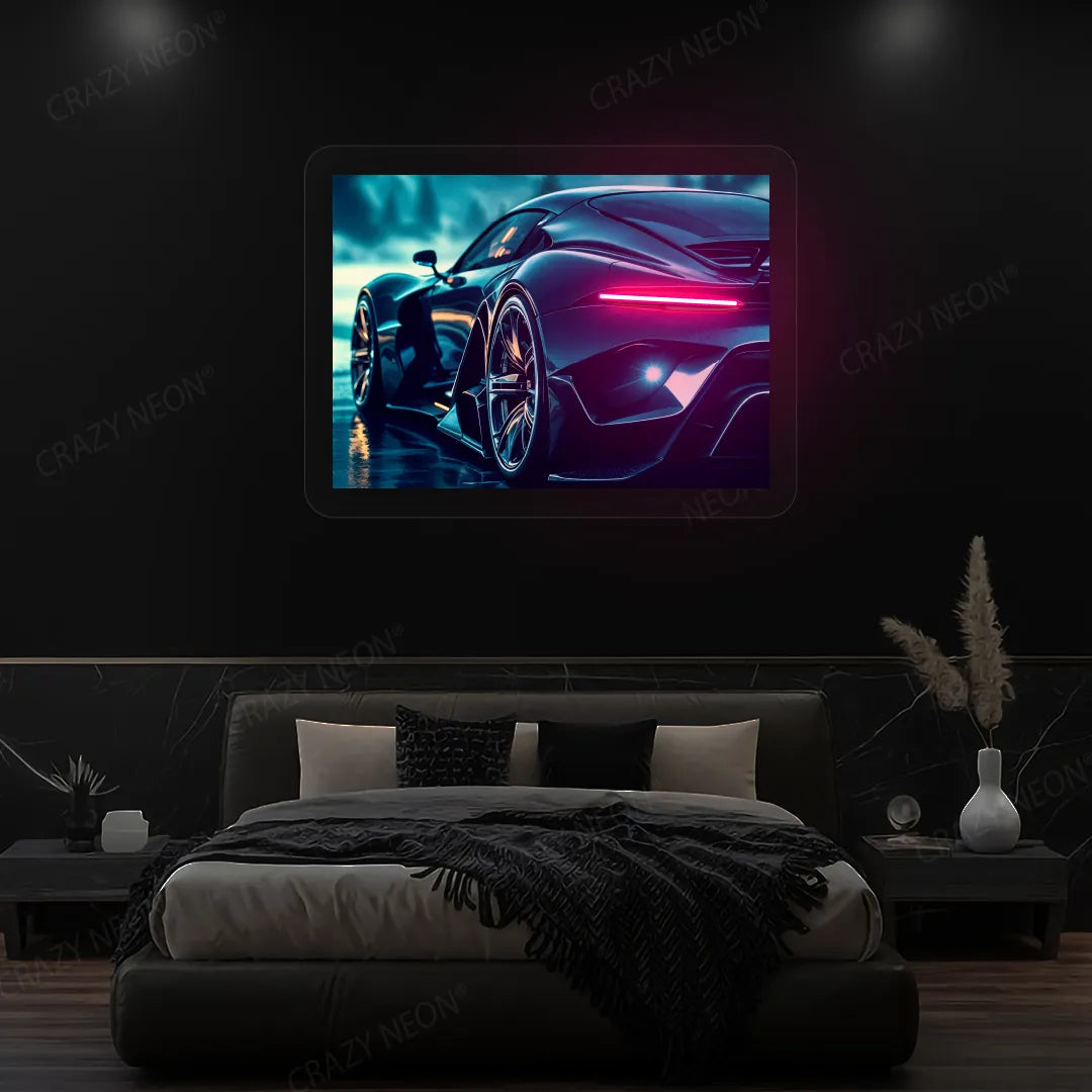 HyperSports Car Backlight Neon Artwork | Pink